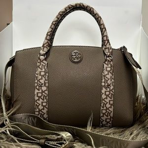 DKNY Bag Womens' Dela Satchel Logo Crossbody Purse - Dark Clay